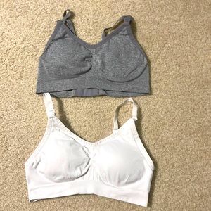 Padded nursing bras-Gray and White-Medium